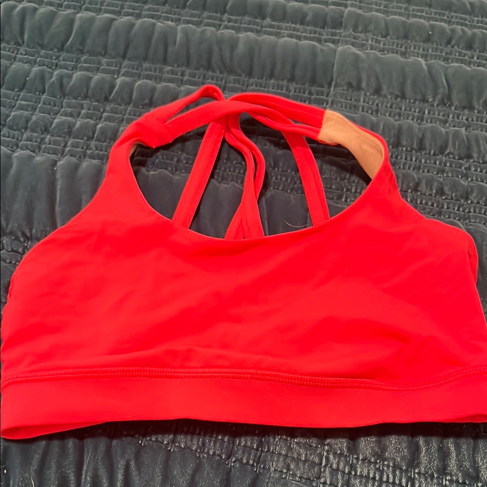 Lululemon Athletica Red Crop Top with Strappy Design